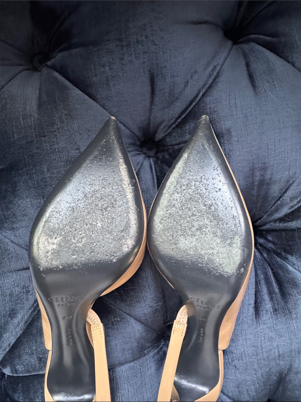 Celine Patent Nude Pointed-Toe Slingback Pumps - Women - Picture 10 of 10